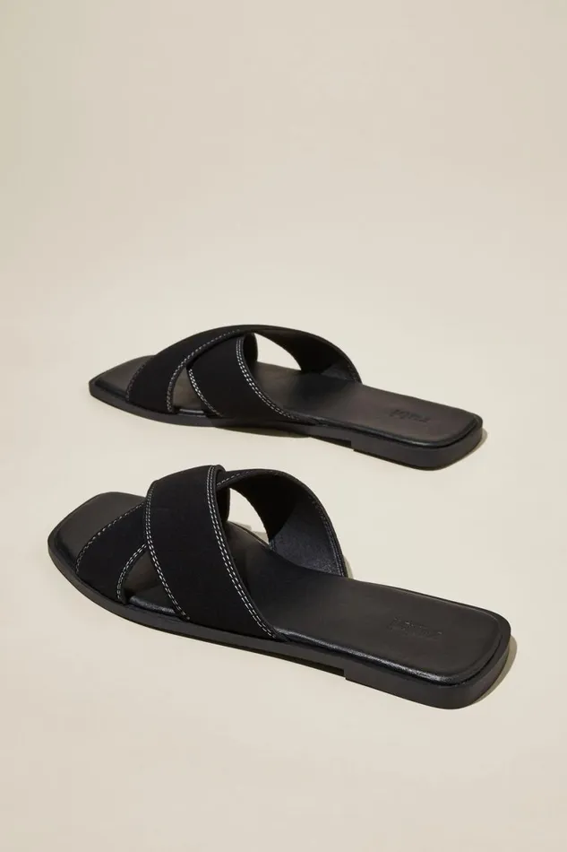 Women Shoes and Slippers Cotton On Cloverly Crossover Slide Black Micro