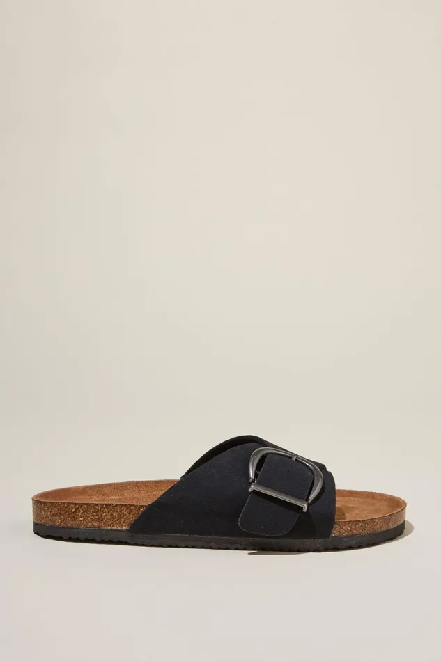 Women Shoes and Slippers Cotton On Rex Single Strap Slide Black Micro