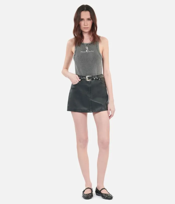 Women Short Black Leather Skirt THE KOOPLES Skirts and Shorts