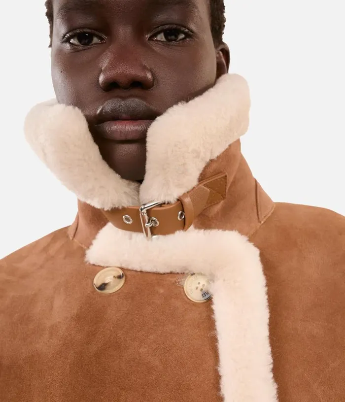Women Short Brown Shearling Coat THE KOOPLES Coats and Jackets