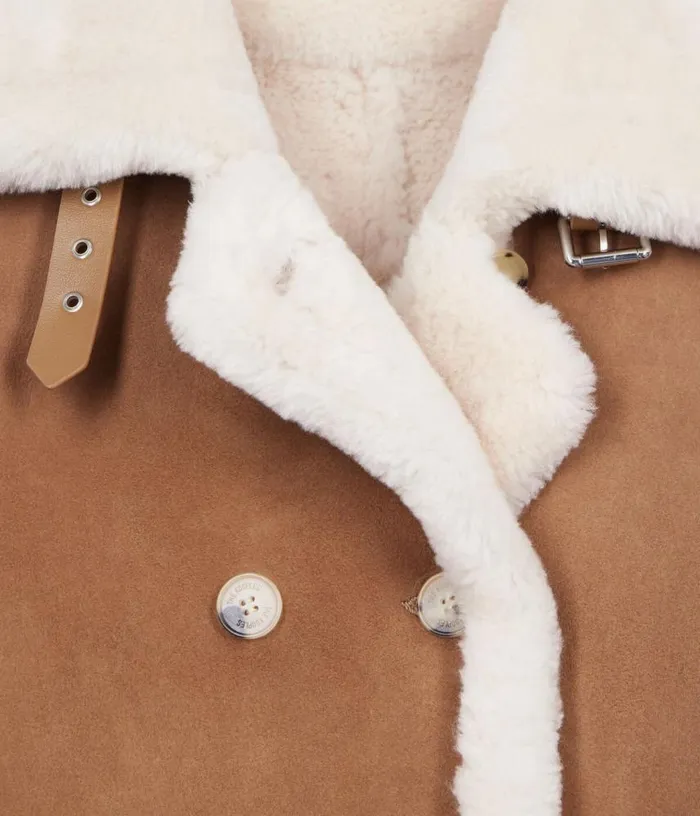 Women Short Brown Shearling Coat THE KOOPLES Coats and Jackets