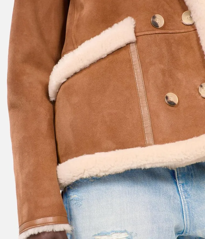 Women Short Brown Shearling Coat THE KOOPLES Coats and Jackets