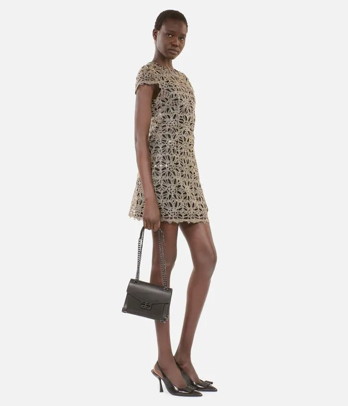 Women Short Dress In Golden Guipure THE KOOPLES Dresses and Jumpsuits