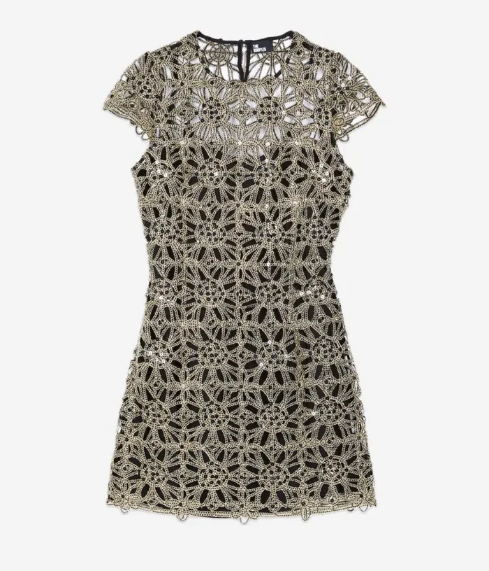 Women Short Dress In Golden Guipure THE KOOPLES Dresses and Jumpsuits
