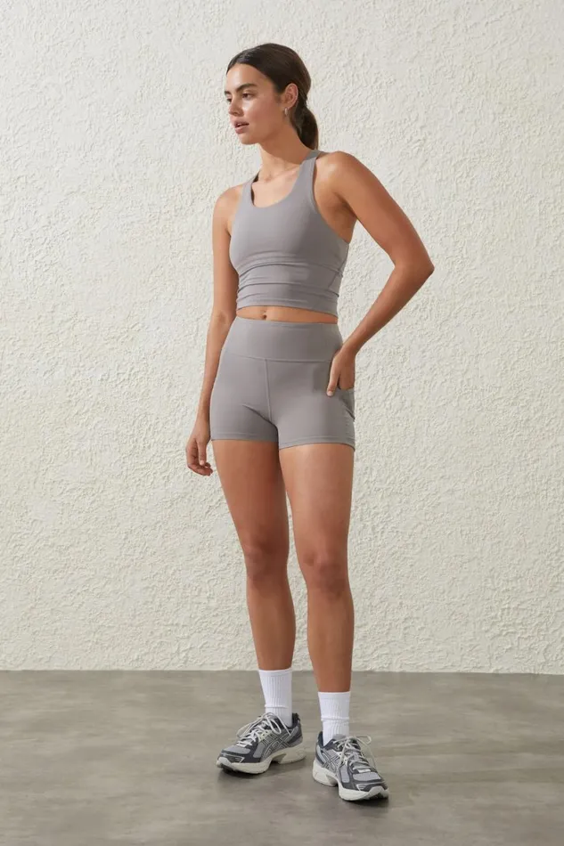 Women Shorts and Skirts Cotton On Ultra Luxe Mesh Shortie Short Desert Grey