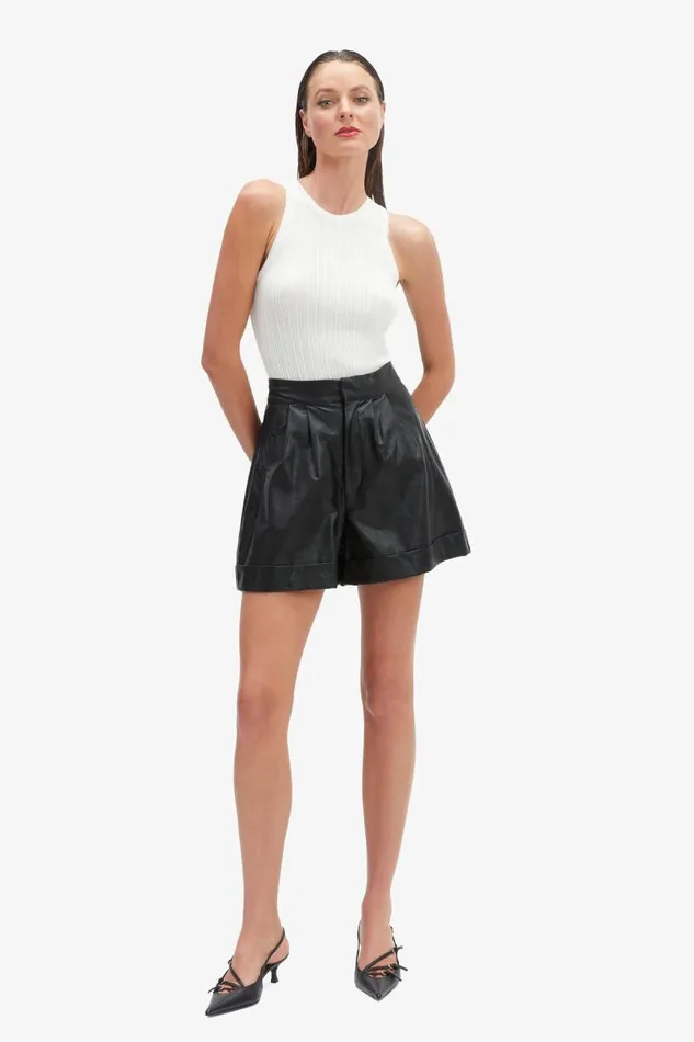 Women Shorts Bardot Leon Vegan Leather Short In Black Black