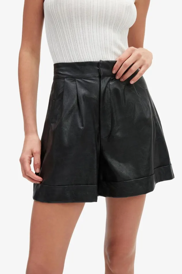 Women Shorts Bardot Leon Vegan Leather Short In Black Black