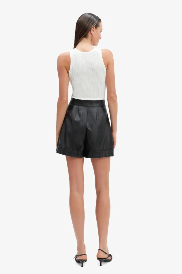 Women Shorts Bardot Leon Vegan Leather Short In Black Black