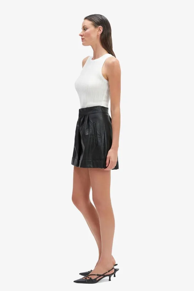 Women Shorts Bardot Leon Vegan Leather Short In Black Black