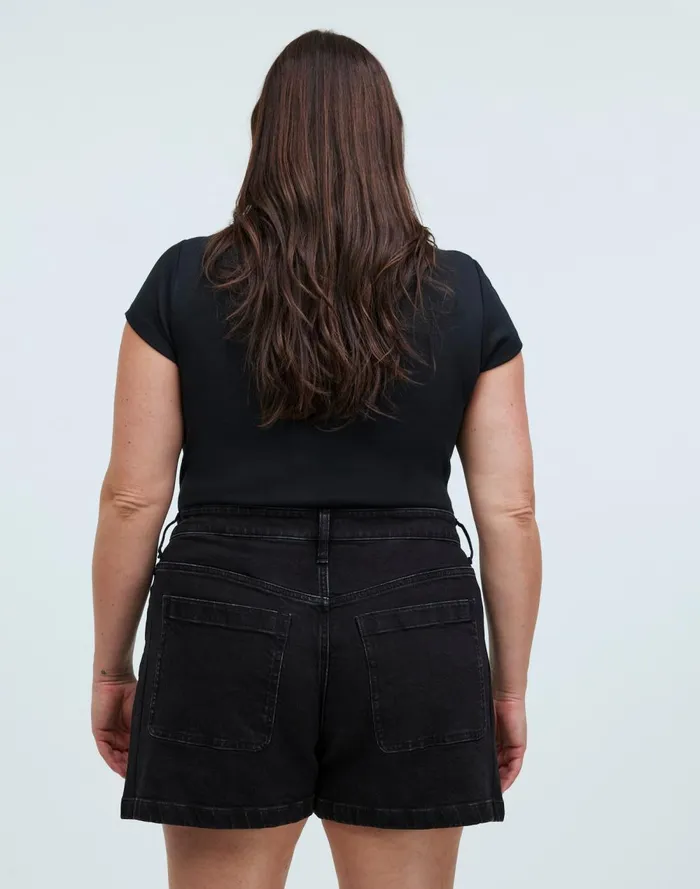 Women Shorts Madewell The Curvy Denim Emmett Short Patch Pocket Edition Sendhurst Wash