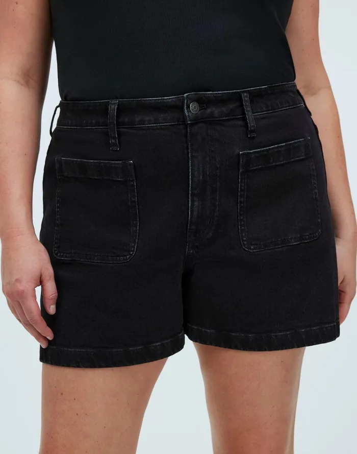 Women Shorts Madewell The Curvy Denim Emmett Short Patch Pocket Edition Sendhurst Wash