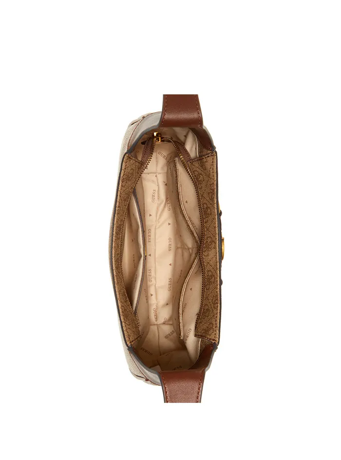 Women Shoulder Bag GUESS Brown Logo Izzy Hobo Bag Women Shoulder Bag GUESS Brown Logo Izzy Hobo Bag
