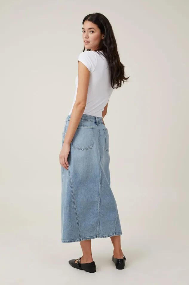 Women Skirts and Shorts Cotton On Kai Denim Midi Skirt Bells Blue
