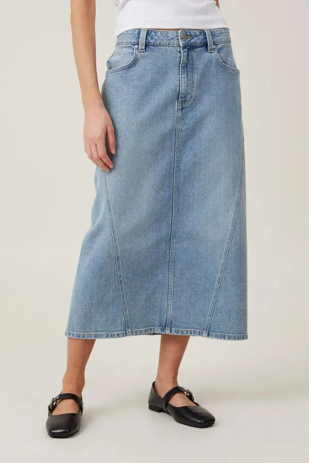 Women Skirts and Shorts Cotton On Kai Denim Midi Skirt Bells Blue