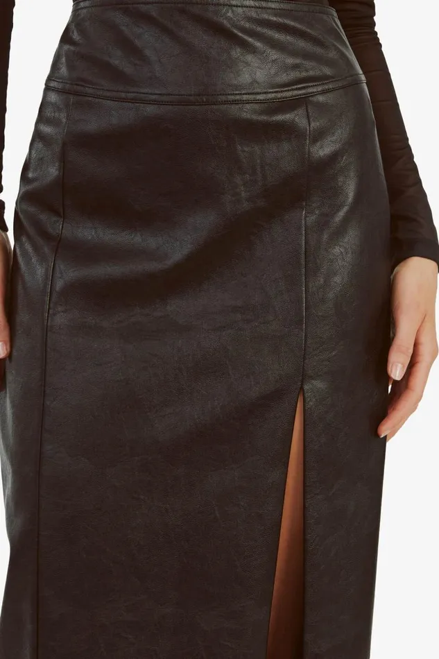 Women Skirts Bardot Dante Vegan Leather Midi Skirt In Black Black Women Skirts Bardot Dante Vegan Leather Midi Skirt In Black Black
