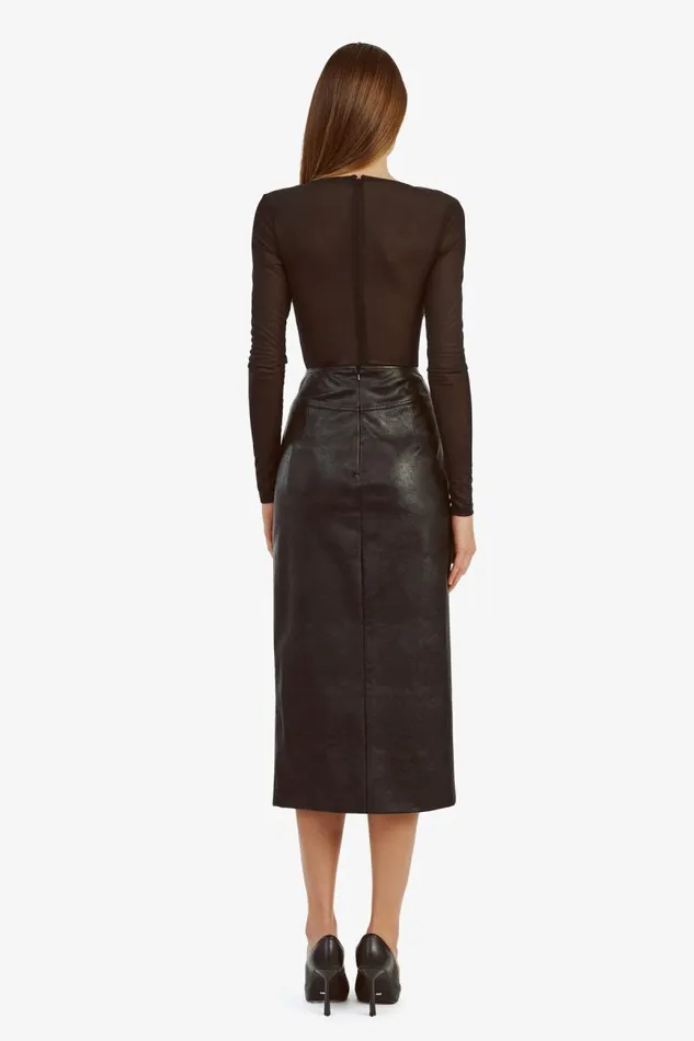 Women Skirts Bardot Dante Vegan Leather Midi Skirt In Black Black Women Skirts Bardot Dante Vegan Leather Midi Skirt In Black Black
