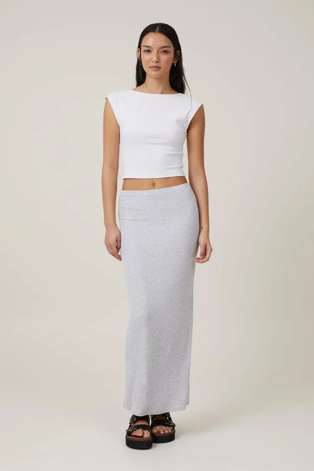 Women Skirts Cotton On Staple Rib Maxi Skirt Grey Marle