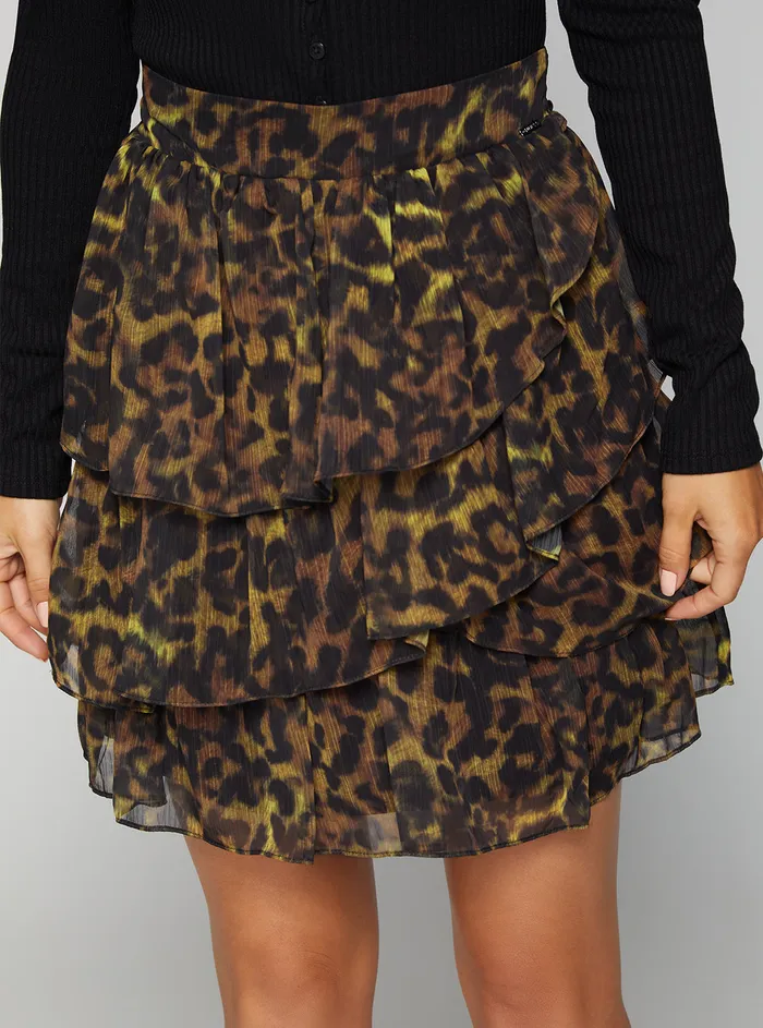 Women Skirts GUESS Eco Amber Lynx Print Nancy Mini Skirt
