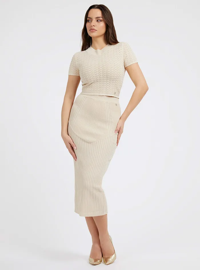 Women Skirts GUESS Pearl Julie Knit Midi Skirt Women Skirts GUESS Pearl Julie Knit Midi Skirt
