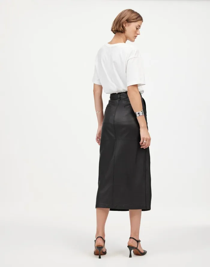 Women Skirts Madewell Leather Midi Skirt True Black