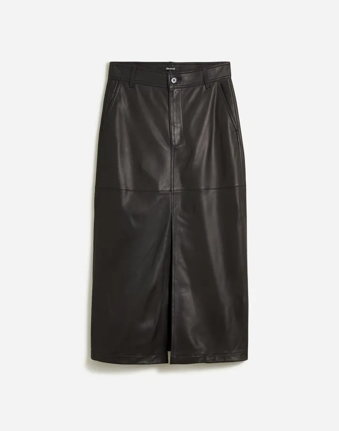 Women Skirts Madewell Leather Midi Skirt True Black