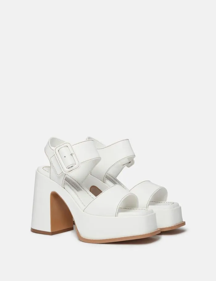 Women Skyla Buckled Platform Sandals Midnight Black Stella McCartney Heels Women Skyla Buckled Platform Sandals Midnight Black Stella McCartney Heels