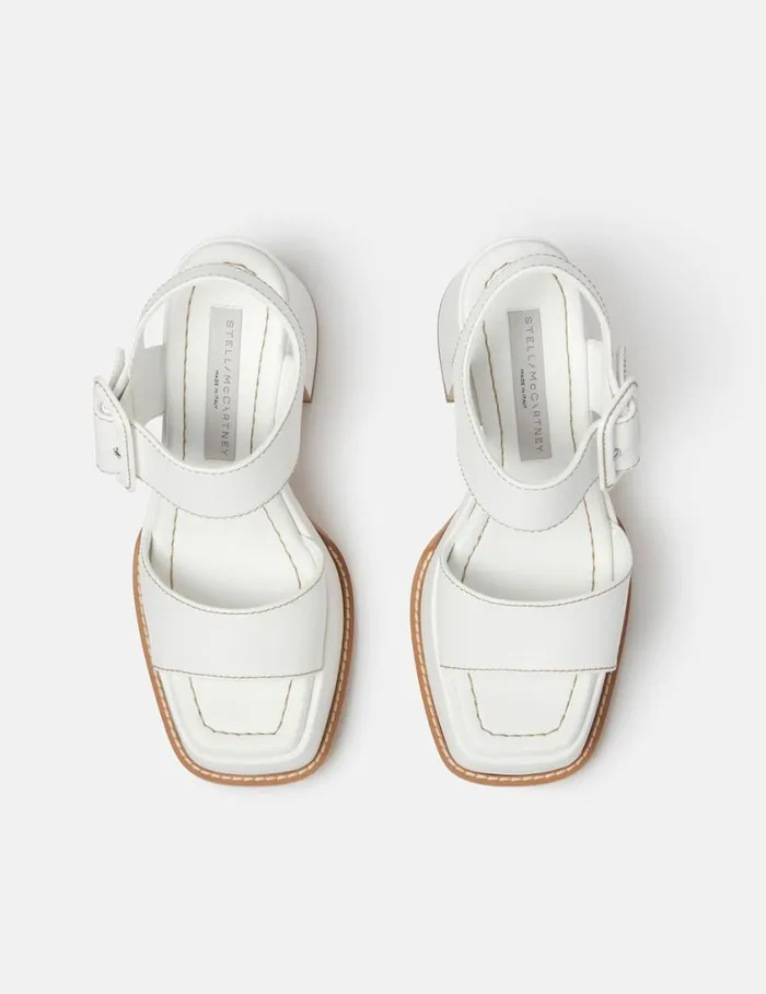 Women Skyla Buckled Platform Sandals Midnight Black Stella McCartney Heels Women Skyla Buckled Platform Sandals Midnight Black Stella McCartney Heels