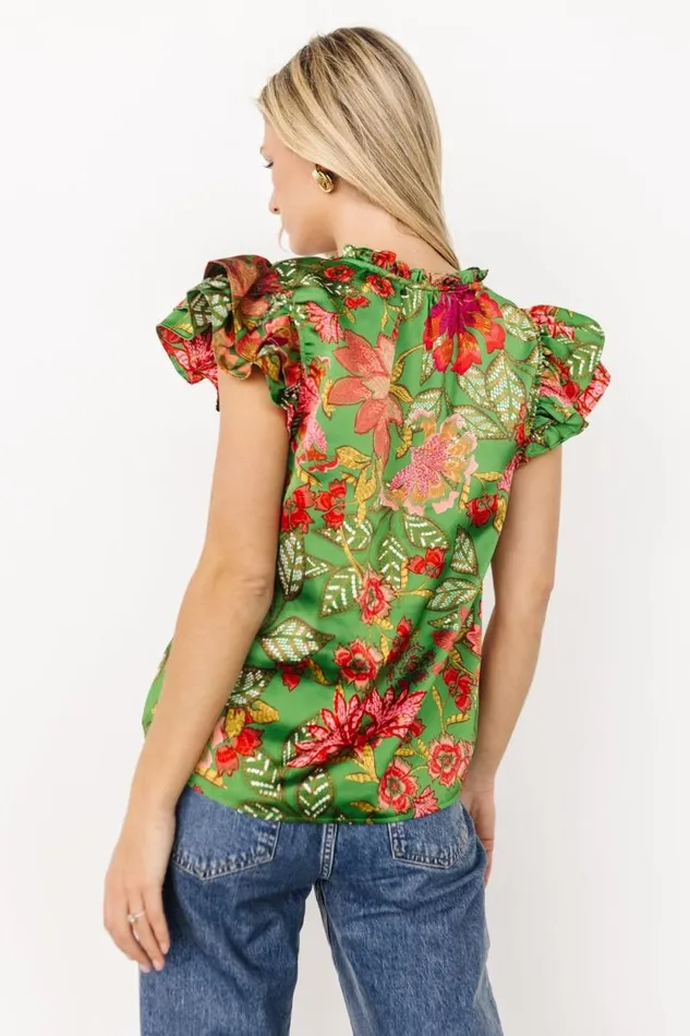 Women Skyler Ruffle Top Green Multi Baltic Born Blouses and Shirts Women Skyler Ruffle Top Green Multi Baltic Born Blouses and Shirts