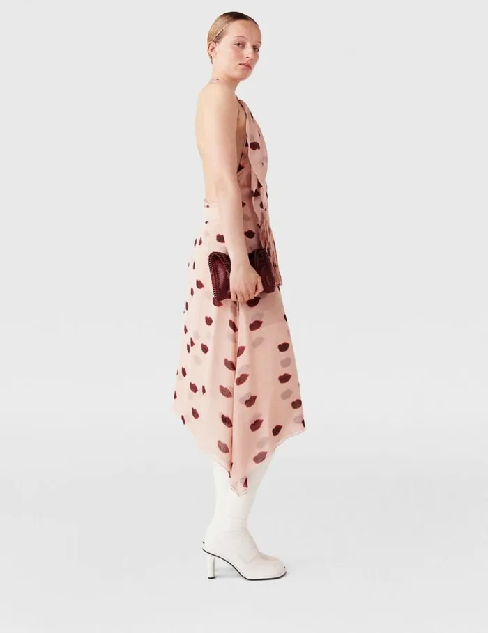 Women Sleeveless Lips Print Midi Dress Dusty Pink And Red Stella McCartney Dresses