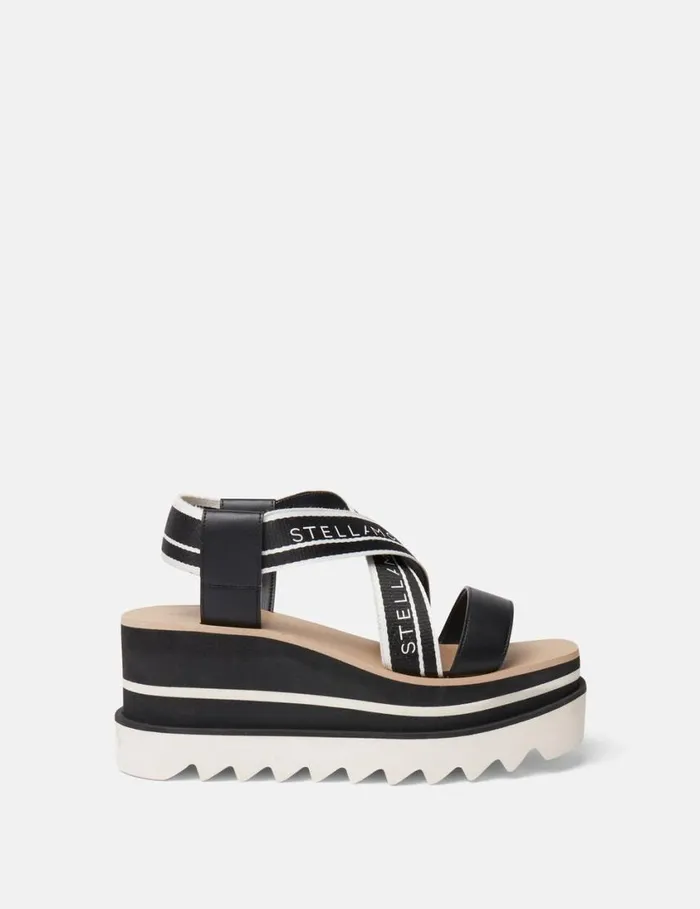 Women SneakElyse Striped Platform Sandals Blackwhite Stella McCartney Sandals