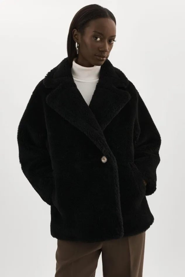 Women SOPHIE Sherpa Jacket Black LAMARQUE Sherpa