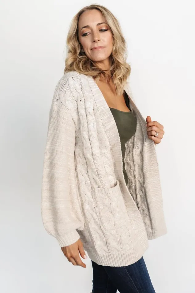 Women Spencer Chunky Knit Cardigan Oatmeal Baltic Born Sweaters