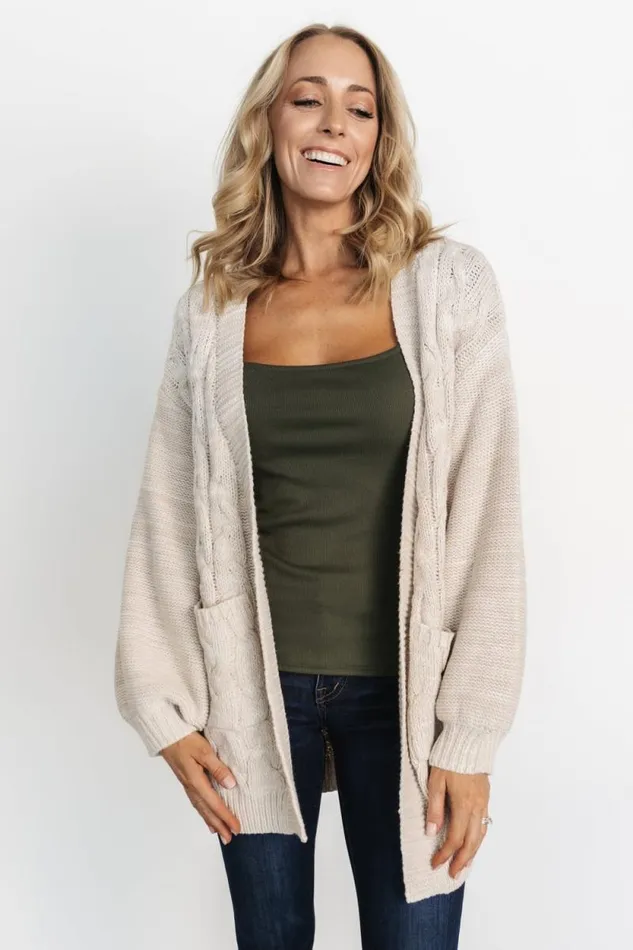 Women Spencer Chunky Knit Cardigan Oatmeal Baltic Born Sweaters