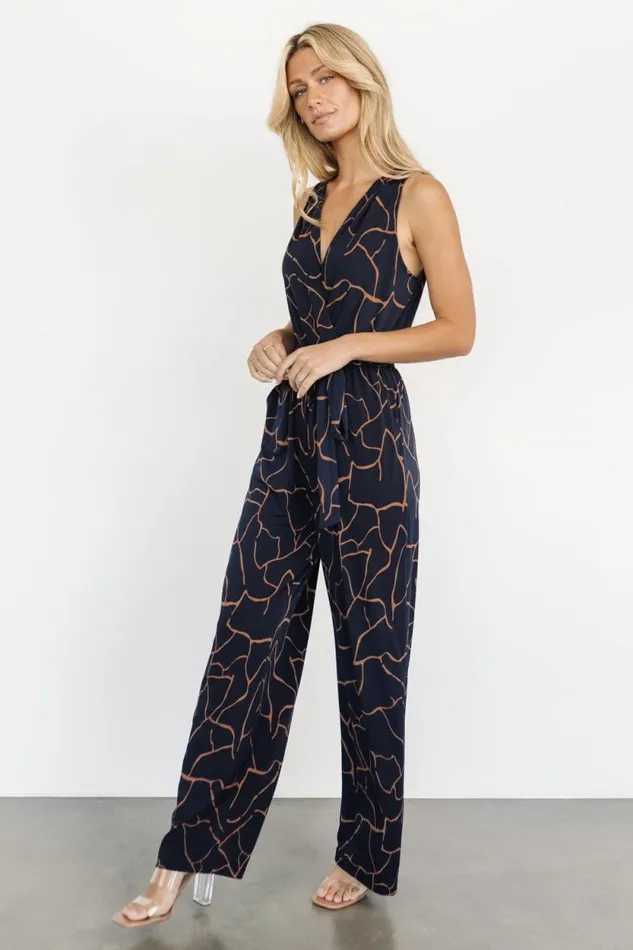 Women Stacia Tank Jumpsuit Navy Copper Baltic Born Jumpsuits and Rompers