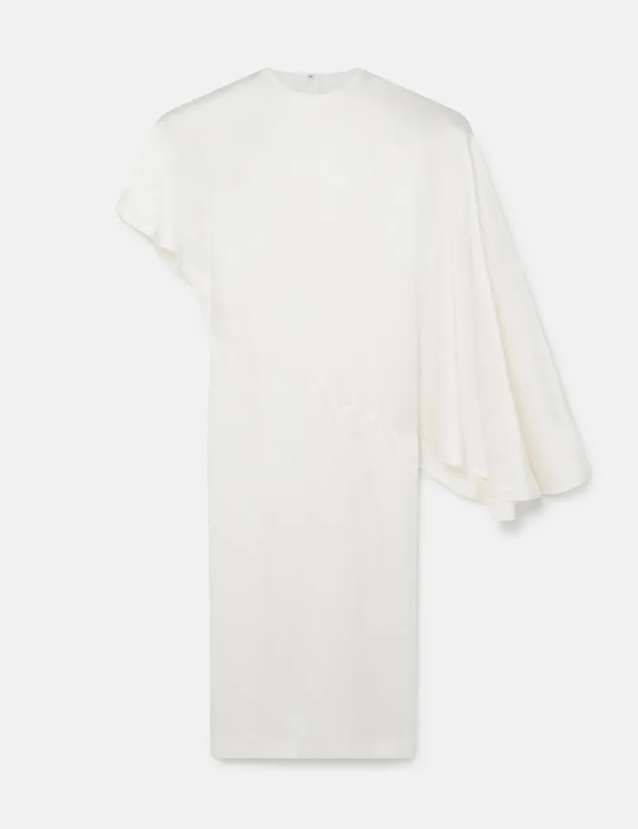 Women Strong Shoulder Asymmetric Midi Dress Pure White Stella McCartney Dresses