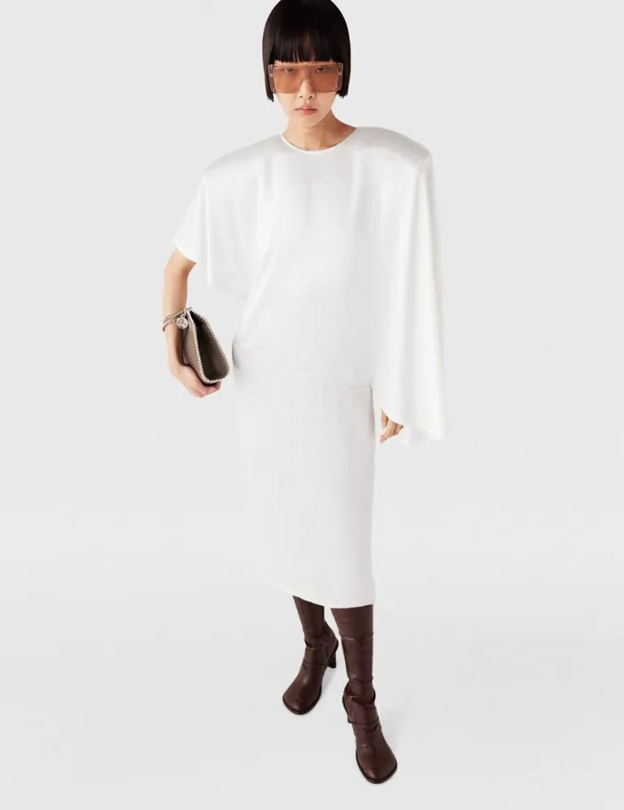 Women Strong Shoulder Asymmetric Midi Dress Pure White Stella McCartney Dresses