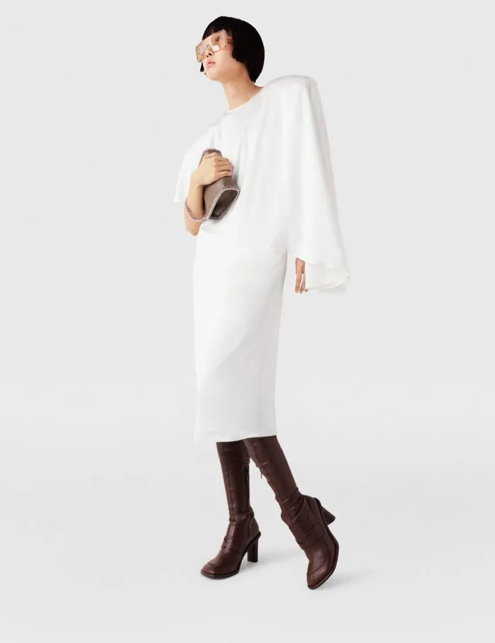 Women Strong Shoulder Asymmetric Midi Dress Pure White Stella McCartney Dresses