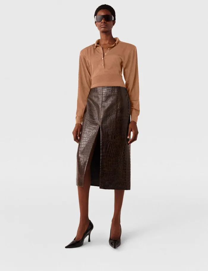 Women Strong Shoulder LongSleeve Bodysuit Light Brown Stella McCartney Knitwear Women Strong Shoulder LongSleeve Bodysuit Light Brown Stella McCartney Knitwear