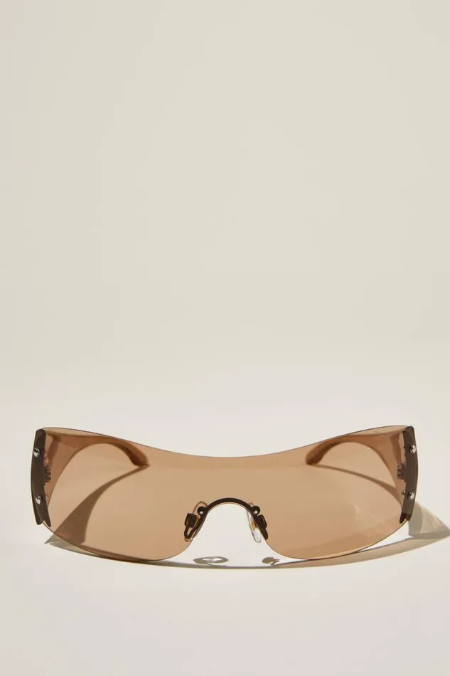 Women Sunglasses Cotton On Simi Shield Sunglasses Chestnut