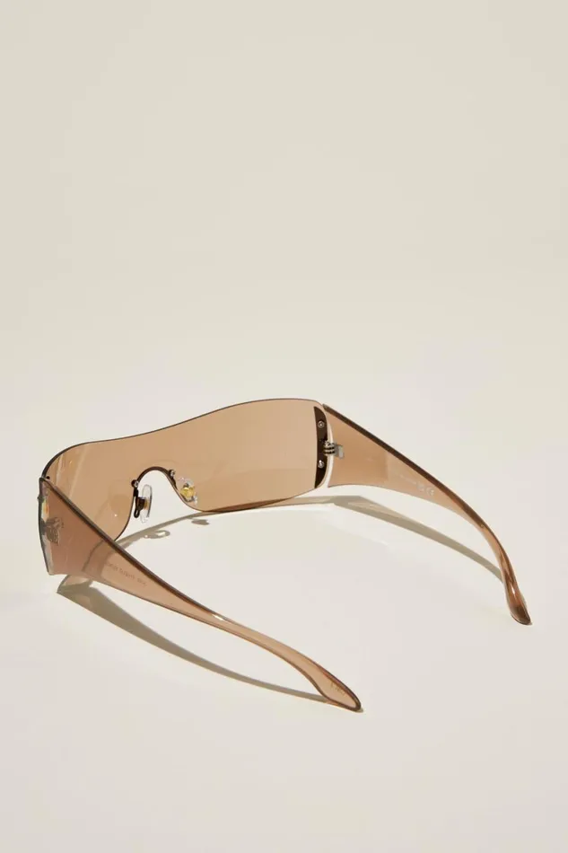 Women Sunglasses Cotton On Simi Shield Sunglasses Chestnut