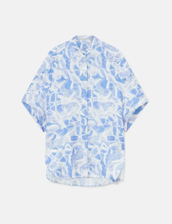 Women Sunglasses Print High Neck Top Blue Stella McCartney Shirts And Tops