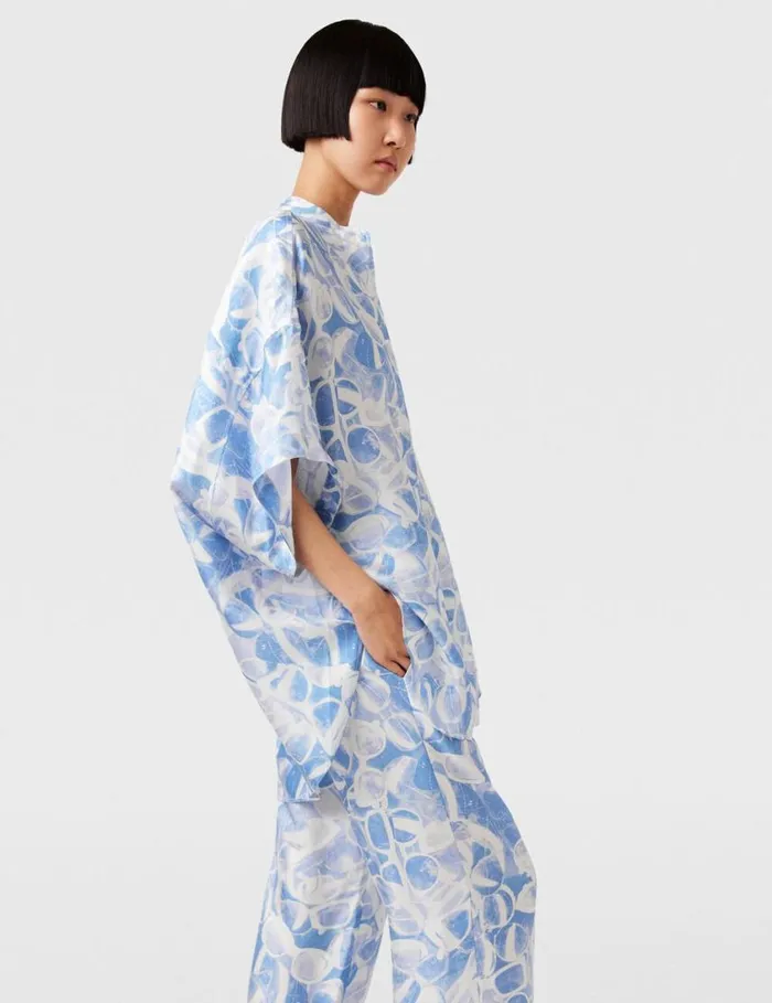Women Sunglasses Print High Neck Top Blue Stella McCartney Shirts And Tops Women Sunglasses Print High Neck Top Blue Stella McCartney Shirts And Tops