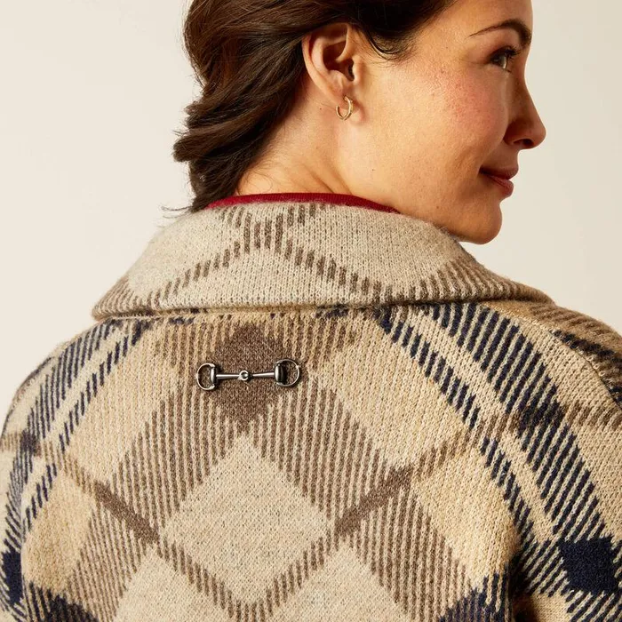 Women Sweaters and Cardigans Ariat Ballston Cardigan Oatmeal Plaid Women Sweaters and Cardigans Ariat Ballston Cardigan Oatmeal Plaid