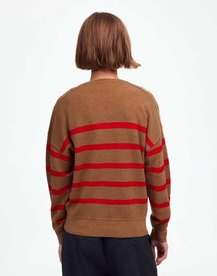 Women Sweaters Madewell Merino Wool Pullover Sweater Camel Stripe