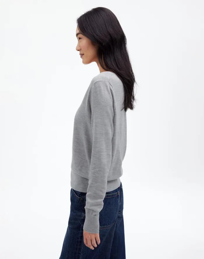 Women Sweaters Madewell Merino WoolSilk Blend VNeck Sweater Hthr Pale Silver Grey