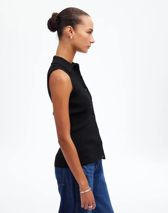 Women Sweaters Madewell The Signature Knit ButtonFront Vest Abyss