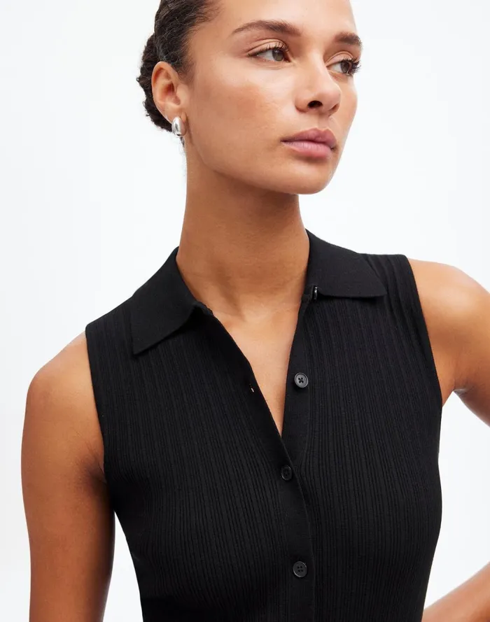 Women Sweaters Madewell The Signature Knit ButtonFront Vest Abyss