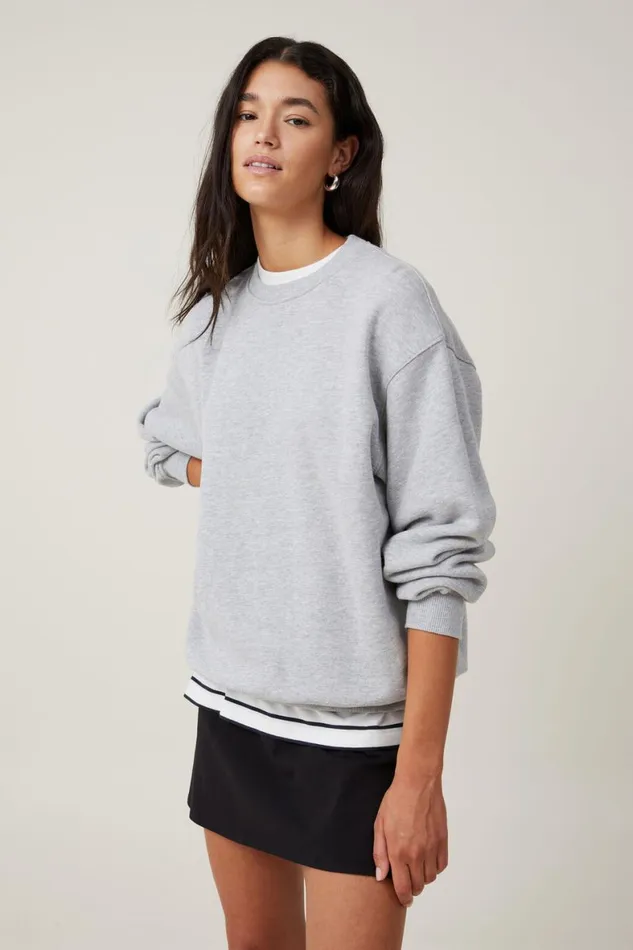 Women Sweats and Hoodies Cotton On Classic Crew Sweatshirt Grey Marle