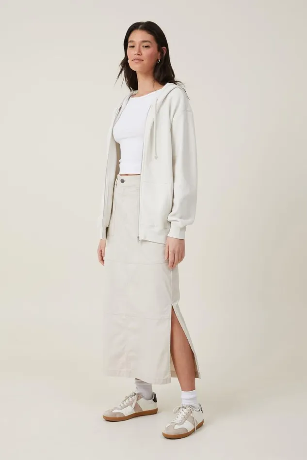 Women Sweats and Hoodies Cotton On Classic ZipThrough Hoodie Vintage White