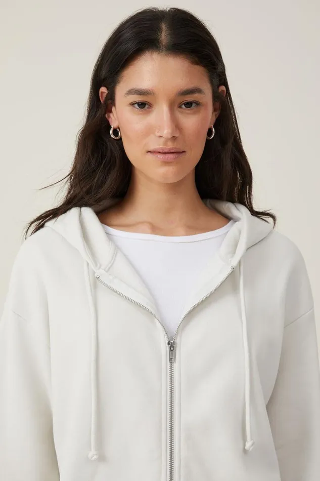 Women Sweats and Hoodies Cotton On Classic ZipThrough Hoodie Vintage White
